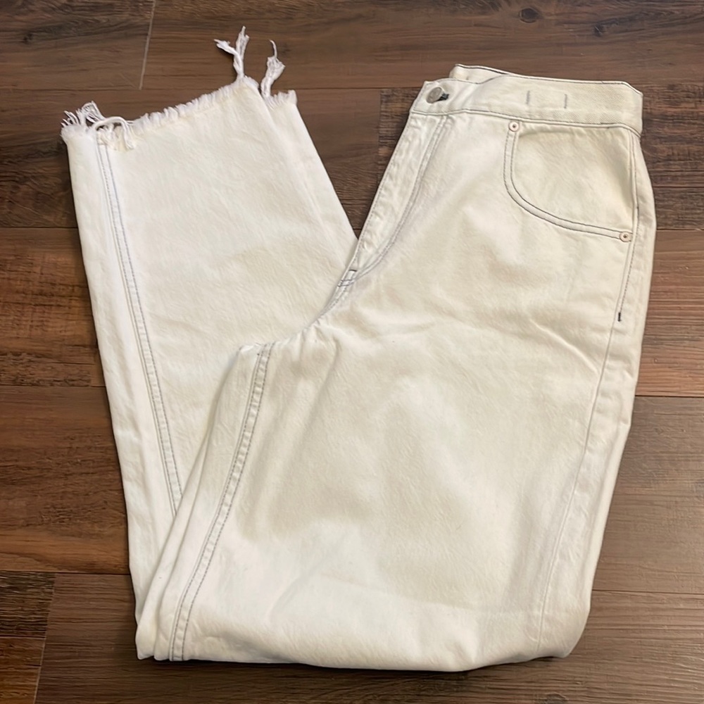 Madewell off white tapered wide leg denim jeans